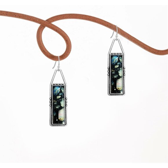 Black Handmade Bohemian Tribal Retro Colorful Square Bar Dangle Drop Earrings - Picture 6 of 6